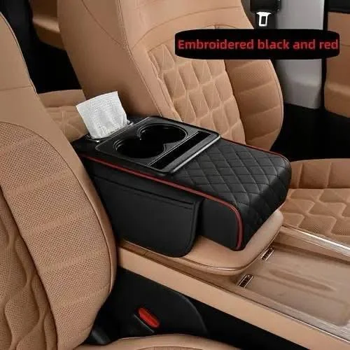Car Seat Center Console Cushion Black and Red