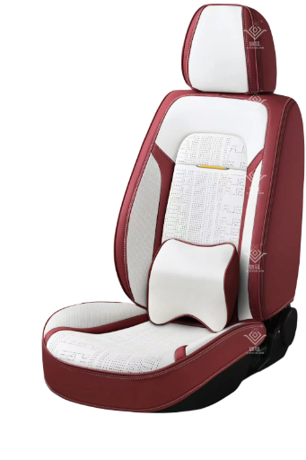 Red-and-White Leather Car Seat Cover