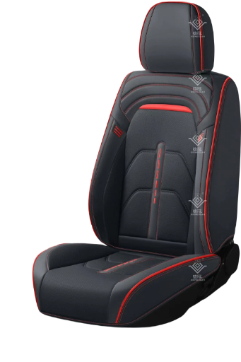 Perforated Black-and-Red Leather Car Seat Cover