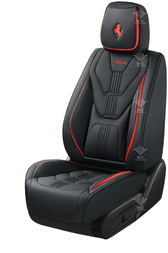 Black Leather Car Seat Cover with Red Stitching
